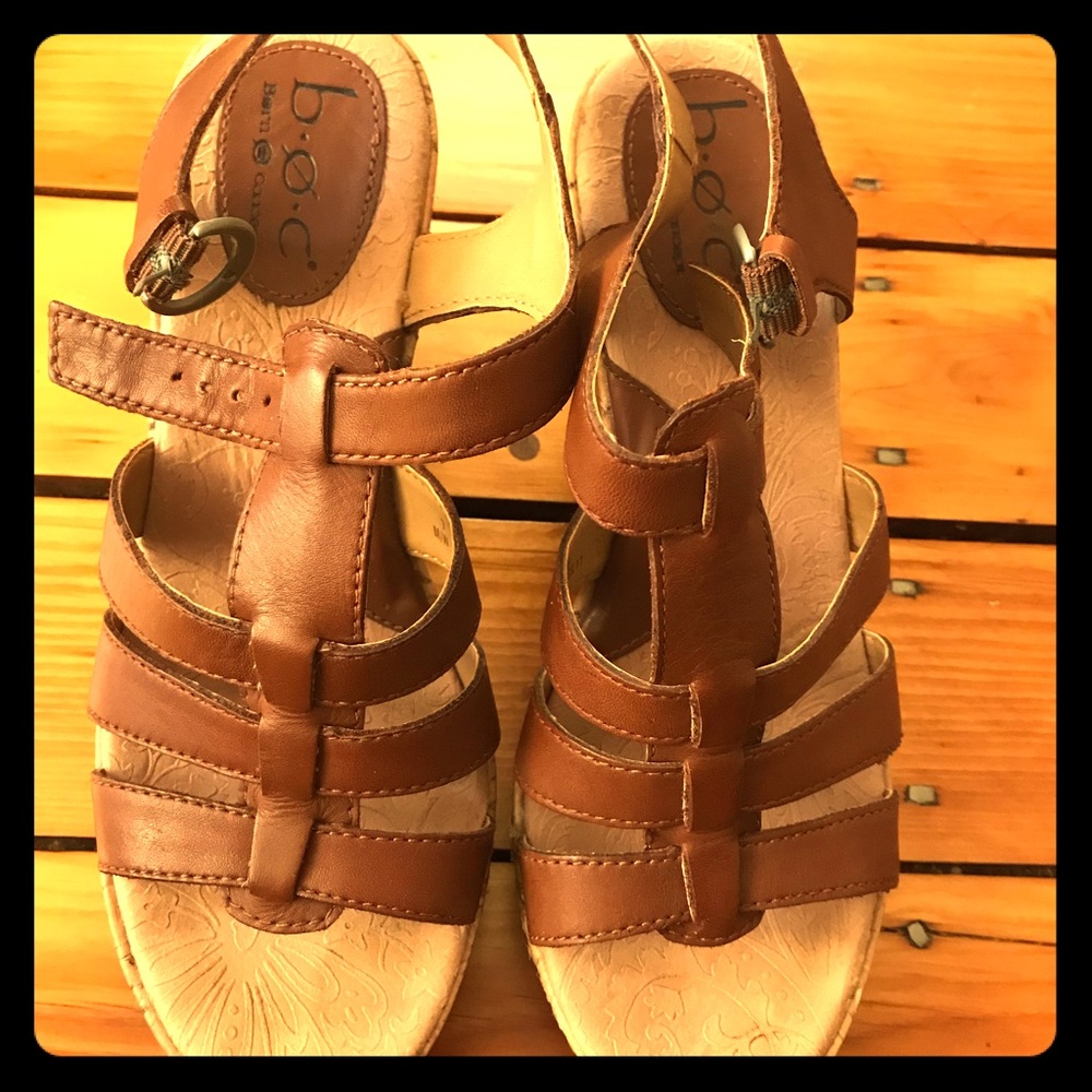 B.O.C. leather wedge sandals. Size 7.